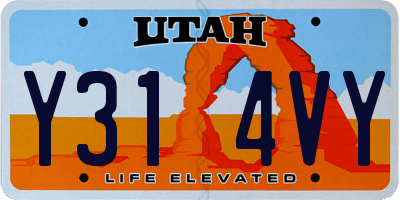 UT license plate Y314VY