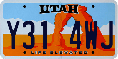 UT license plate Y314WJ