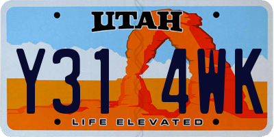UT license plate Y314WK