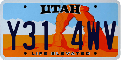 UT license plate Y314WV