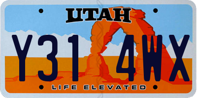 UT license plate Y314WX