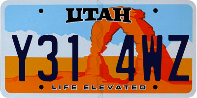 UT license plate Y314WZ