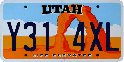 UT license plate Y314XL