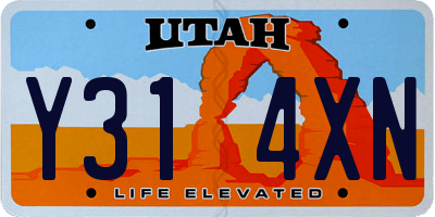 UT license plate Y314XN