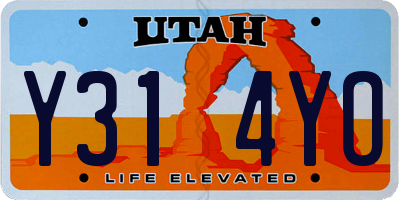 UT license plate Y314YO