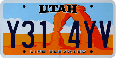 UT license plate Y314YV