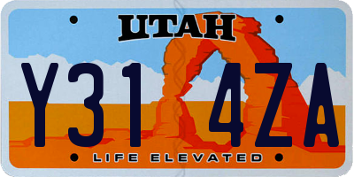 UT license plate Y314ZA