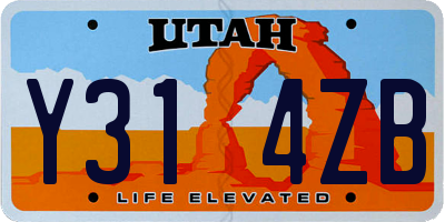 UT license plate Y314ZB