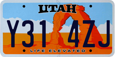 UT license plate Y314ZJ