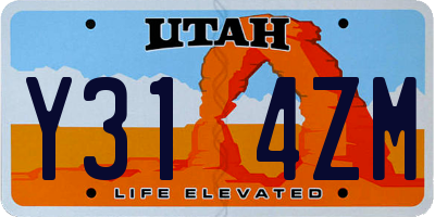 UT license plate Y314ZM