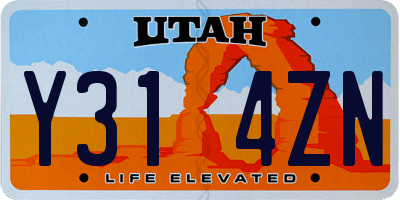 UT license plate Y314ZN