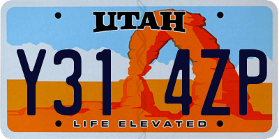 UT license plate Y314ZP