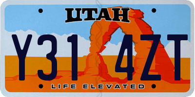 UT license plate Y314ZT