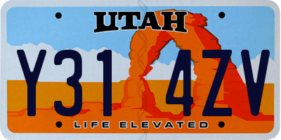 UT license plate Y314ZV