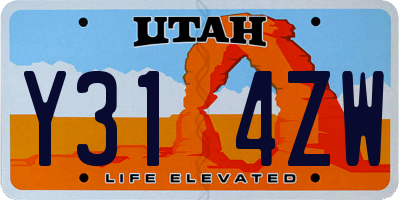 UT license plate Y314ZW