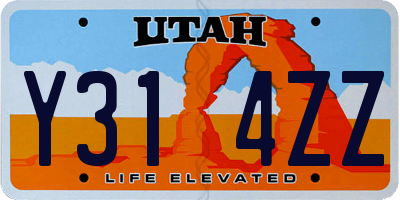 UT license plate Y314ZZ