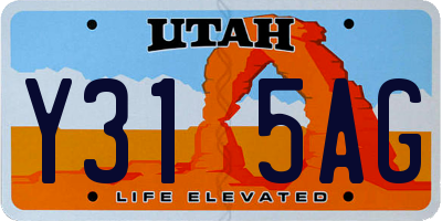 UT license plate Y315AG