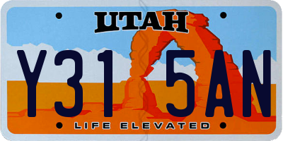 UT license plate Y315AN