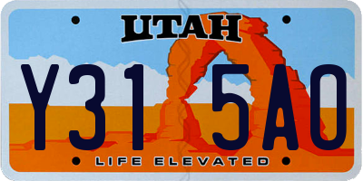 UT license plate Y315AO