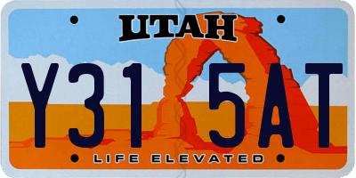 UT license plate Y315AT