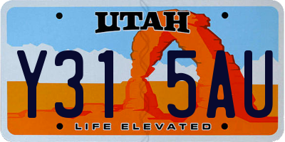 UT license plate Y315AU