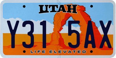 UT license plate Y315AX