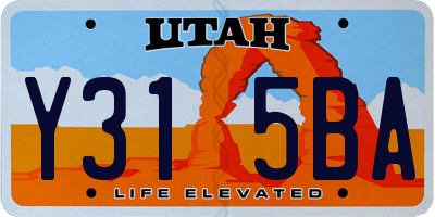 UT license plate Y315BA