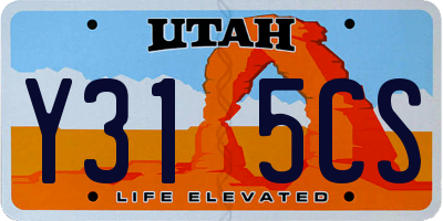 UT license plate Y315CS