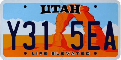 UT license plate Y315EA