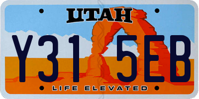 UT license plate Y315EB