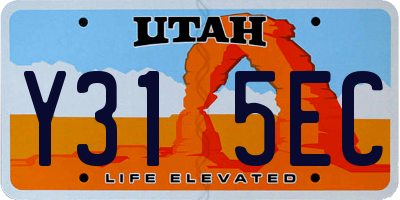 UT license plate Y315EC