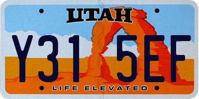 UT license plate Y315EF