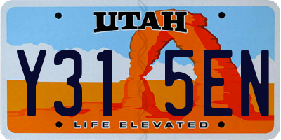 UT license plate Y315EN