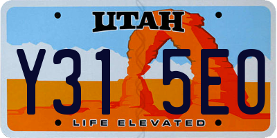 UT license plate Y315EO