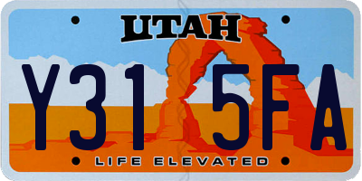 UT license plate Y315FA