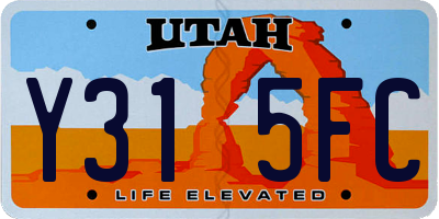 UT license plate Y315FC