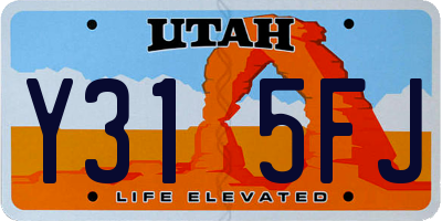 UT license plate Y315FJ