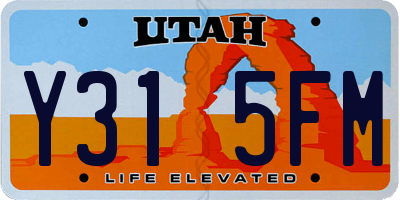 UT license plate Y315FM