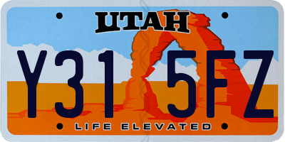UT license plate Y315FZ