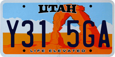 UT license plate Y315GA