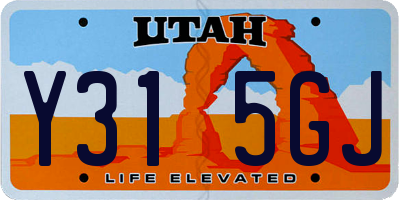 UT license plate Y315GJ