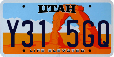 UT license plate Y315GQ