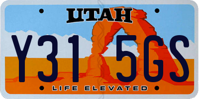 UT license plate Y315GS