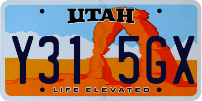 UT license plate Y315GX