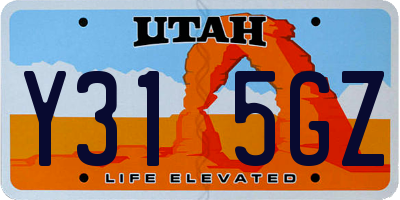 UT license plate Y315GZ