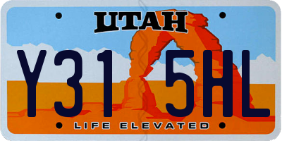 UT license plate Y315HL