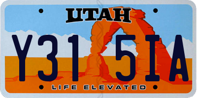 UT license plate Y315IA
