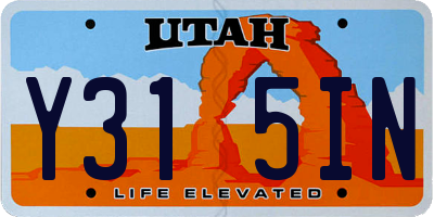 UT license plate Y315IN