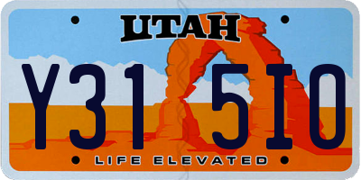 UT license plate Y315IO