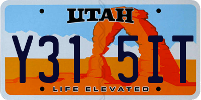 UT license plate Y315IT